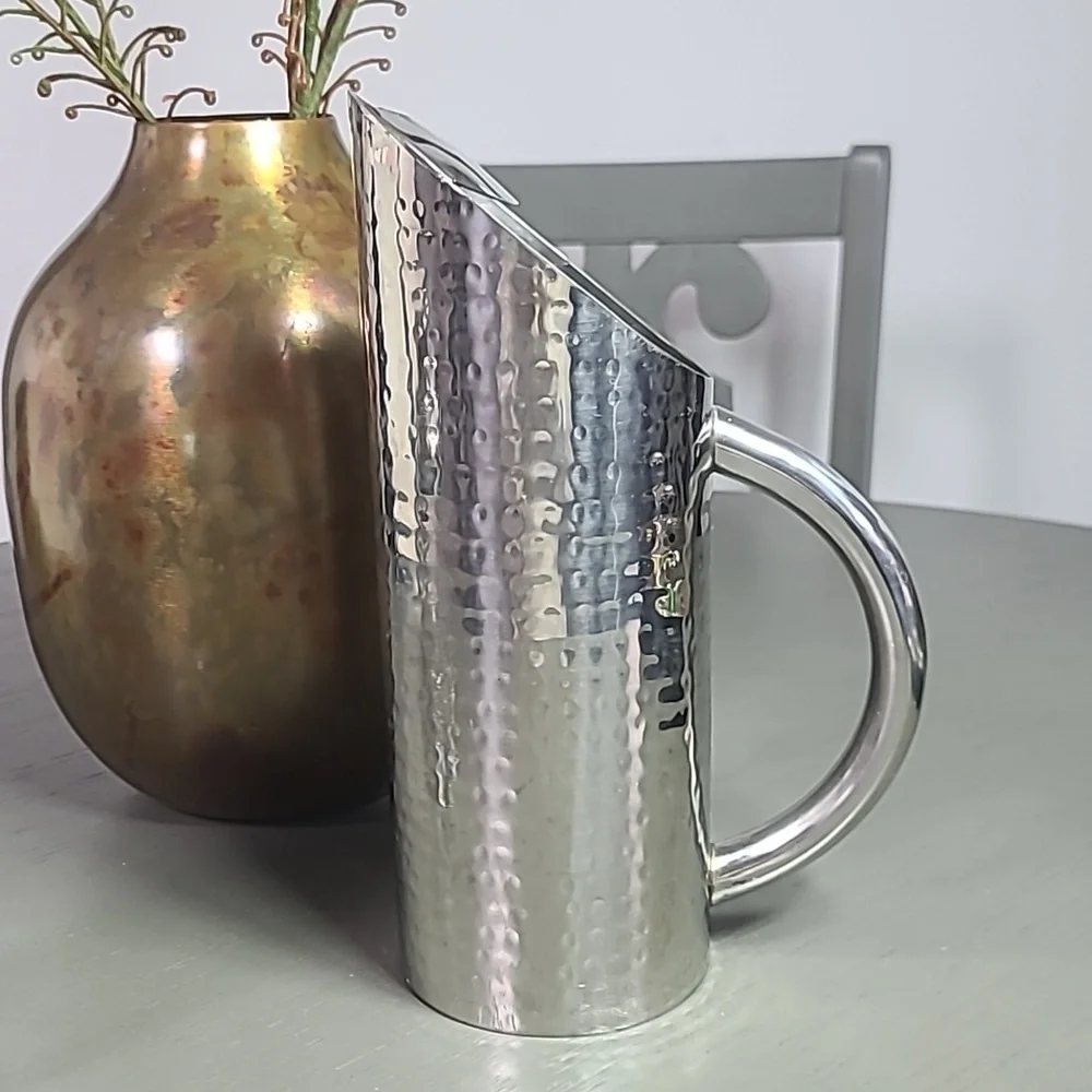 Max Studio Home hammered metal pitcher With Vintage Bar Set And Glass Shaker
